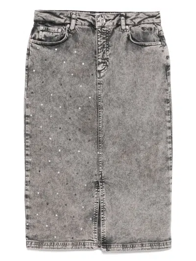 Msgm Kids' Denim Skirt In Black