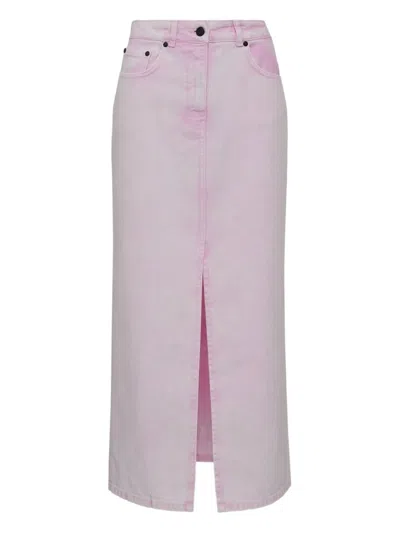 Msgm Light Pink Denim Skirt In Neutral
