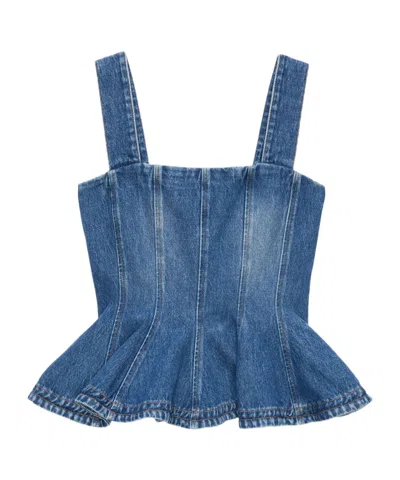 MSGM MSGM RUFFLE DENIM TOP