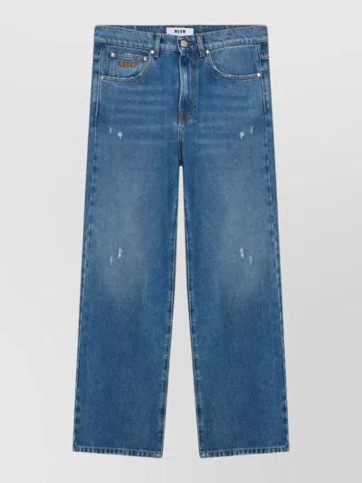 MSGM DENIM TROUSERS DISTRESSED DETAIL BELT LOOPS