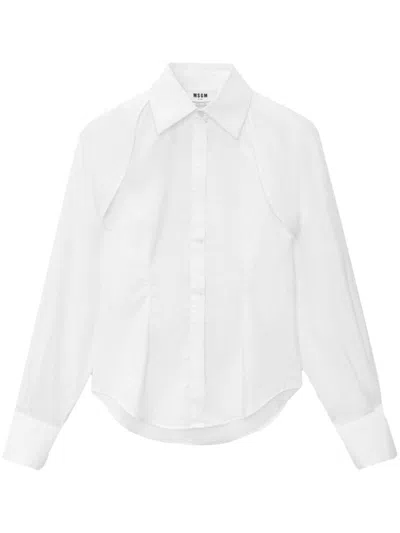 Msgm Detachable-sleeve Buttoned Shirt In White