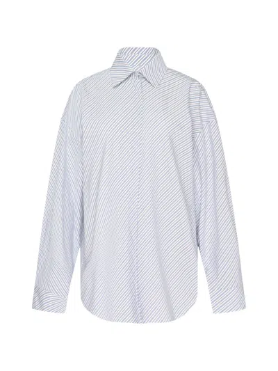 Msgm Diagonal-stripe Shirt In White