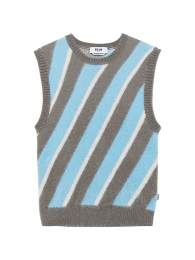 Msgm Diagonal-stripe Sleeveless Sweater In Multi