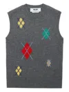 Msgm Diamond-pattern Sleeveless Top In Gray