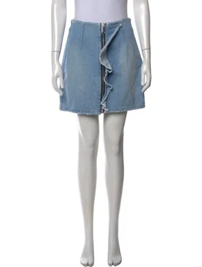Pre-owned Msgm Distressed Accents Mini Skirt In Blue