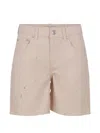 Msgm Distressed Bermuda Denim Shorts In Metallic