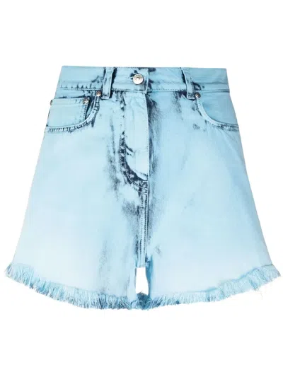 Msgm Woman Denim Shorts Sky Blue Size 2 Cotton