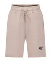 Msgm Beige Shorts For Boy With Logo In Nude