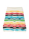 Msgm Multicolour Distressed Knitted Shorts In Neutrals