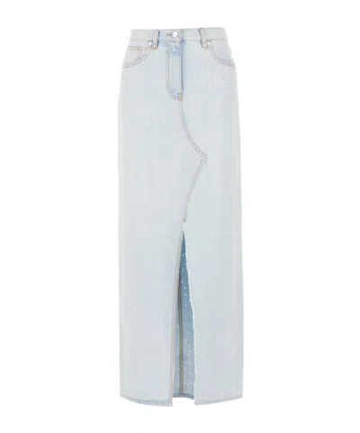 MSGM MSGM FRONT-SLIT DENIM MIDI SKIRT