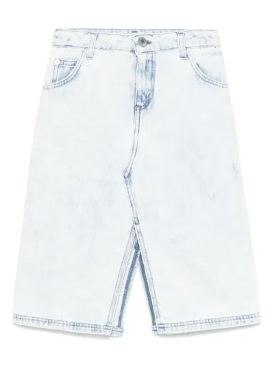 Msgm Kids' Distressed Skirt In Blue