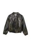 DISTRESSED-EFFECT LOGO-PATCH JACKET
