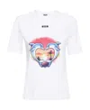 Msgm Dolphin-print Cotton T-shirt In White
