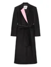 Msgm Double-breasted Belted Coat In Black