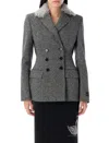 Msgm Chic Double-breasted Blazer With Removable Faux-fur Collar