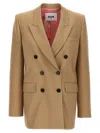 Msgm Double-breasted Blazer In Beige