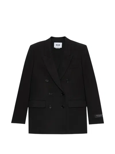 Msgm Double-breasted Blazer In Black