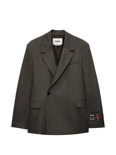 Msgm Double-breasted Blazer In Gray