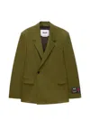 Msgm Double-breasted Blazer In Green