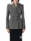 Msgm Chic Double-breasted Blazer With Removable Faux-fur Collar In Grey