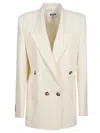 Msgm Double-breasted Peak-lapels Blazer In White