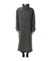 Msgm Double Breasted Long Coat In Black