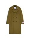 Msgm Double-breasted Coat In Green