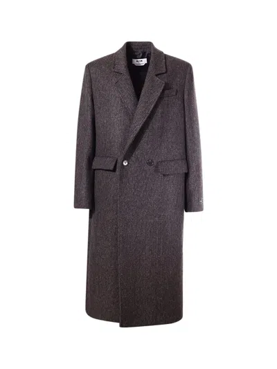 Msgm Double Breasted Coat In Grey