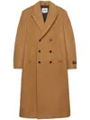 Msgm Double-breasted Coat In Neutrals