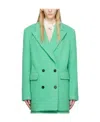 Msgm Green Double-breasted Coat In Green