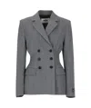 Msgm Fitted Double Breast Wool Blend Jacket In Gray
