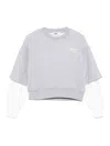 Msgm Double-layered Embroidered Sweatshirt In Gray