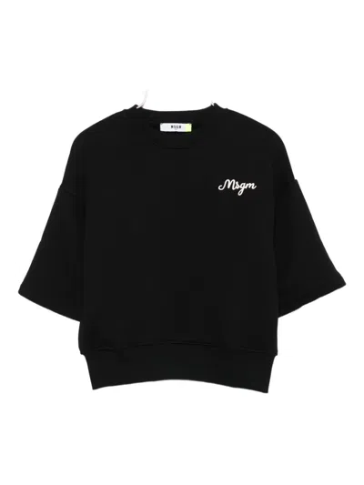Msgm Kids' Double-layered Logo Sweatshirt In Black