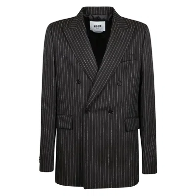 Msgm Pinstriped Blazer In Multi