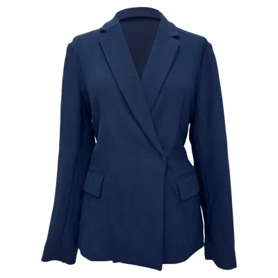 Pre-owned Msgm Double-breasted Belted Blazer In Navy Blue Wool