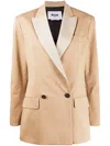 Msgm Double-breasted Blazer In Brown