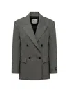 Msgm Double-breasted Blazer In Gray