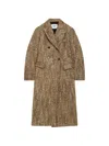 Msgm Double-breasted Coat In Brown