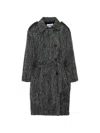 Msgm Double-breasted Houndstooth Coat In Gray