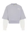 Msgm Double-layered Embroidered Sweatshirt In Gray