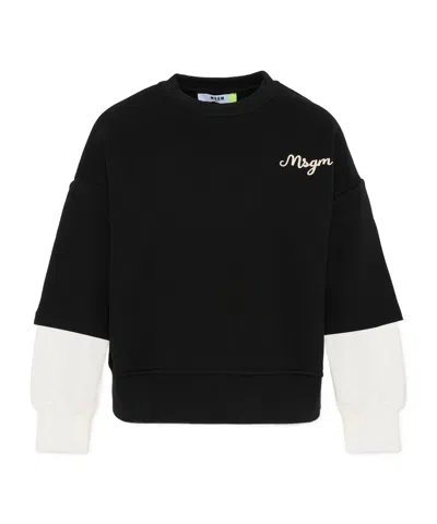 Msgm Kids' Double-layered Logo Sweatshirt In Black