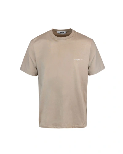 Msgm Dove Gray T-shirt With Mini Logo In 23