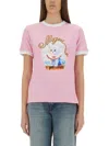 Msgm "sailor Kitten" Print T-shirt In Pink