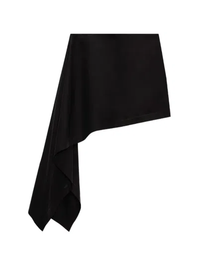 Msgm Draped Asymmetric Mini Skirt In Black