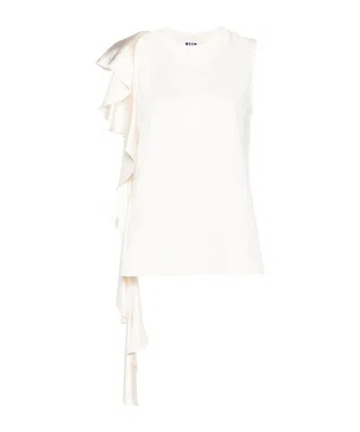 Msgm Draped-detail Blouse In White