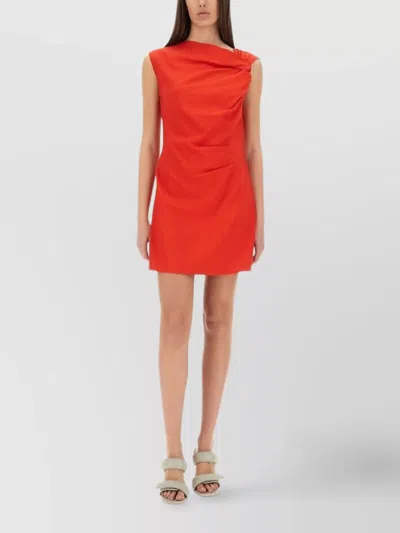 Msgm Draped Detail Sleeveless Mini Dress In Red