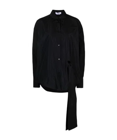 Msgm Draped-detailing Shirt In Black