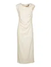 Msgm Draped Long-length Sleeveless Dress In Off-white