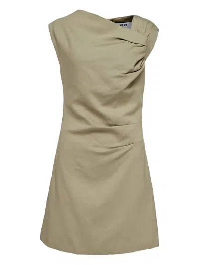 Msgm Draped Neckline Dress In Green