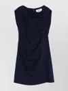 Msgm Short Blue Draped Dress In Blue
